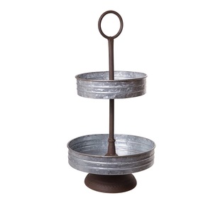 Soportes de Metal Galvanizado de 2 Niveles para Pasteles de Boda, Bandejas para Postres, Platos para Fiestas de Té, Pasteles de Cumpleaños - Product Image 5