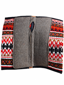 Manaal Enterprises Classic Western Saddle Pad Geometric Pattern <b>Brown</b> Leather Trim Cotton Shell <b>Wool</b> Lining Riding Equestrian - Product Image 4