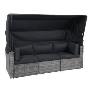 Set di Mobili da Giardino in 7 Pezzi con Tettoia Retrattile, Divano Sezionale in Rattan Intrecciato, Cuscini Lavabili, Arredamento da Giardino LA - Product Image 5