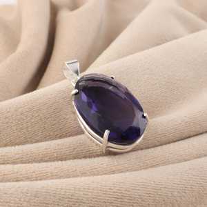 Colgante de Topacio Azul en Plata de Ley 925, Joyería con Piedra Preciosa de Nacimiento de Septiembre para Mujeres y Niñas, Regalo Elegante - Product Image 5