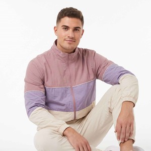 Custom Men's Color Block Nylon Tracksuit Windbreaker <b>Jacket</b> and Snap Button Pants Set Streetwear Sportswear OEM ODM - Product Image 3