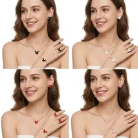 Ensemble Collier Papillon Charmant pour Femme en Acier Inoxydable Plaqué Argent SS925 – Idéal pour le Quotidien, Cadeau Parfait avec Chaîne, Boucles d'Oreilles, Bague et Bracelet