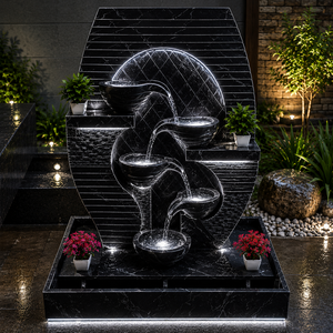 Fuente de Agua de Mármol Blanco de Lujo con Luces LED, Cascada Moderna para Interiores y Exteriores, Base Pesada de 4x2.5 pies, Decoración para Hogar y Jardín - Product Image 5