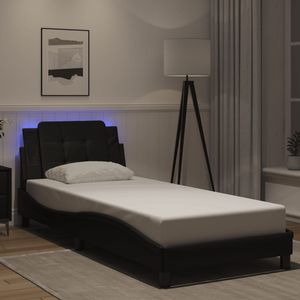 Cadre de lit Zadar Black 39,4''x74,8'' avec éclairage LED, lit rembourré sans matelas - Product Image 5
