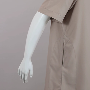 Wholesale Premium Cotton Stand Collar Modest <b>Thobe</b> Islamic Eid Plus Size Floor Length Short Sleeve Quick Dry Breathable 2 Side - Product Image 4