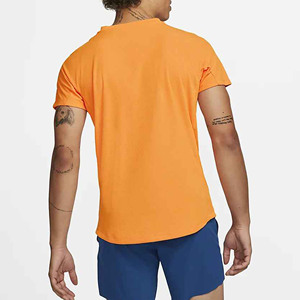 T-shirt en jersey tricoté à manches courtes et col rond pour homme, orange, 100 % polyester, respirant, séchage rapide, coupe sportive, vêtement décontracté - Product Image 2