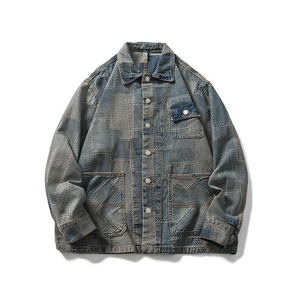 Chaqueta vaquera para hombre OEM, precio al por mayor, denim lavado, corte relajado, para marcas boutique, producción personalizada - Product Image 3