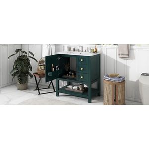 Mobile Bagno Stile Transizionale da 30 Pollici con Lavabo in Ceramica, Include Tutti i Componenti Necessari per un Bagno Completo - Product Image 4