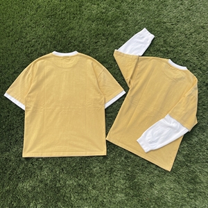 เสื้อยืดปักลายสไตล์วินเทจ ยูนิเซ็กซ์ ผ้าคอตตอนผสมโพลีเอสเตอร์ 100% เสื้อยืดปักลายลำลอง แขนเสื้อ 2 ชั้น - Product Image 4