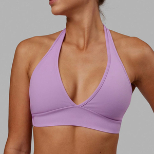 Soutien-gorge de sport sans coutures pour femme, dos nageur, maintien moyen, couleur unie, respirant, extensible, pour yoga, fitness et entraînement - Product Image 3