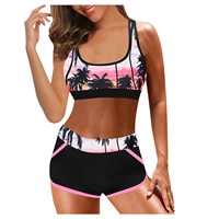 Witte Zwarte Effen Kleur 2-delige Set Halter Hoge Taille Rugloze Bikini Voorkant Logo Aanpasbaar Snel Droogend Ademend Dames