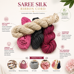 Cordón de Seda Reciclada de Saree - Hilo 100% Seda Ecológico para Bordado, Joyería y Decoración Textil - Product Image 6