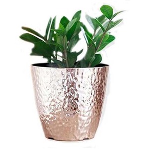 Vintage Metal Flower Cart Planter <b>Stand</b> with Gold Plated Frame and White <b>Pots</b> for Indoor Outdoor Garden Use - Product Image 6