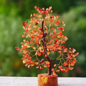 ต้นคริสตัลคาร์เนเลียนสีแดงทำมือขายส่ง สำหรับการบำบัดตามหลักฮวงจุ้ยและการตกแต่งบ้าน ประดับด้วยลูกปัด 300 เม็ด พันด้วยลวดเป็นต้นบอนไซจากอัญมณี - Product Image 4