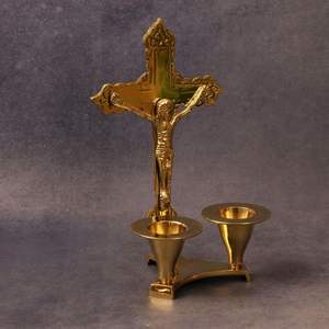 Candelabro de Cruz de Latón para Puja, Decoración para el Hogar, el Mejor Regalo para Sala de Estar, Dormitorio, Comedor, Candelabro de Cruz de Jesús - Product Image 2