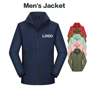 Men's Windproof Breathable <b>Zipper</b> <b>Jacket</b> Color Blocking Stand Collar Formal Winter Outdoor Wear Custom Logo Front Printing - Product Image 1