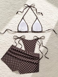 Women's Two Piece <b>Bikini</b> with Shorts Modest Halter Swimsuit Custom Logo Summer Beachwear Comfortable Swimwear Wholesale Supplier - Product Image 5