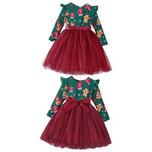 Robes de bal pour bébés de 8 <span class=keywords><strong>mois</strong></span>, <span class=keywords><strong>robe</strong></span> de Noël pour bébé, <span class=keywords><strong>robe</strong></span> à manches longues, taille haute, coupe trapèze, en tulle, pour fête de Noël - Product Image 1