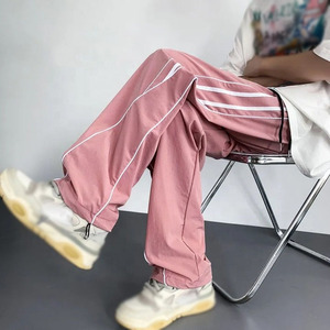 กางเกงวอร์มไนลอนกันลมสีสันตัดกันสำหรับผู้ชาย สไตล์ลำลองสตรีทแวร์ ขากว้าง เอวยางยืด น้ำหนักเบา จัดส่งตรงจากโรงงาน - Product Image 6