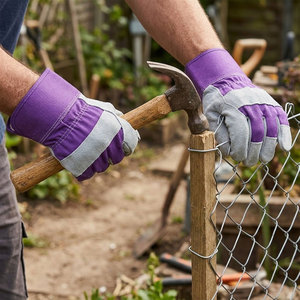Gants de travail de sécurité industriels en cuir de vachette pleine fleur de qualité supérieure, dos en tissu de coton, manchette de sécurité, pour le jardinage, certifiés CE, antistatiques 11 - Product Image 3