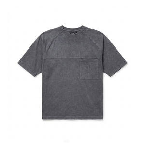 Camisetas de Hombre Vintage con Paneles Raglán Lavados, de Algodón, Manga Corta, con Detalle de Bordado en el Pecho, Logotipo Personalizado, Producción de Prendas - Product Image 4