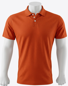 เสื้อโปโลผู้ชายสีส้ม แขนสั้น ปกพับได้ ทรงปกติ โพลีเอสเตอร์ 100% สีพื้น ทุกฤดูกาล - Product Image 1