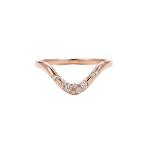 Bague de mariage en or massif 9K 10K 14K 18K avec diamant de laboratoire rond ondulé en forme de chevron, couleur DEF, clarté VS VVS, certifiée IGI - Product Image 4