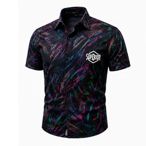 Chemise décontractée pour homme à motif floral, en tissu léger en mélange de coton, avec coutures de qualité supérieure et design estival élégant - Product Image 1