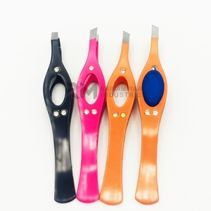 RMI Trending Product 4 Pieces Stainless Steel Powder Coated Eyebrow Slant Straight Pointed Slant Tip Tweezers - Product Image 2