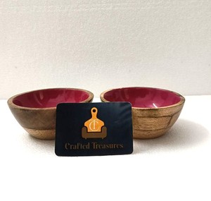 Tazón Pequeño de Madera de Acacia de Primera Calidad con Diseño Floral Esmaltado, Vajilla, Tazón para Servir Comida, Regalos de Boda - Product Image 1