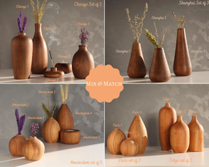 แจกันไม้เนื้อแข็งน้ำหนักเบาสไตล์มินิมอล ของตกแต่งบ้าน แจกันดอกไม้ทำมือ สำหรับเป็นของขวัญปีใหม่ อีสเตอร์ ของตกแต่ง โดย MULTI CRAFT - Product Image 3