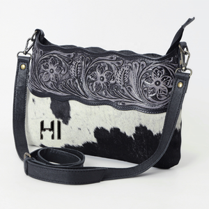 Bolso Bandolera de Cuero Vacuno Estilo Bohemio Occidental con Pelo Natural y Correa Ajustable - Product Image 5