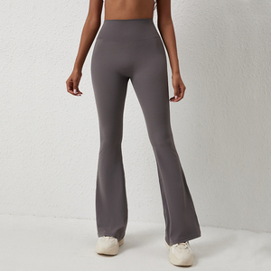 High Waisted <b>Flare</b> Yoga Pants Women Stretch <b>Leggings</b> Bootcut <b>Gym</b> Trousers Quick Dry Full Length Activewear 1 Piece Front Logo - Product Image 4