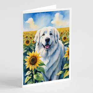 Great Pyrenees in Sunflowers A7 <b>Greeting</b> <b>Cards</b> Pack of 8 Blank <b>Note</b> <b>Cards</b> with Envelopes Whimsical 5x7 Size - Product Image 1