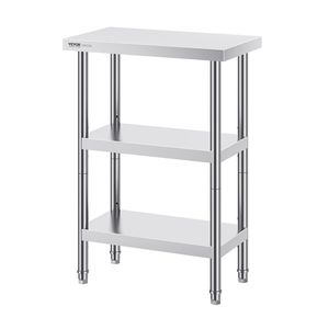 Tavolo per alimenti in acciaio inox 14X24X34 pollici tavolo da lavoro commerciale cucina 2 regolabile sotto scaffale metallo per barbecue resistente - Product Image 1