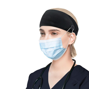Diadema Quirúrgica Deportiva Negra de Punto de Poliéster/Algodón con Botón de Detección de Agujas, Tejido Elástico, Uniforme Hospitalario Unisex - Product Image 4