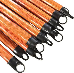 Juego de recogedor elegante de palo de escoba y fregona de madera de PVC de grano de madera vietnamita - Product Image 1