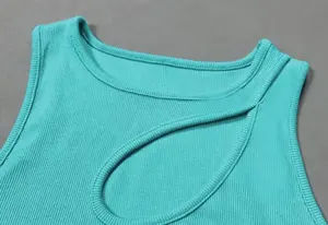 Débardeur de yoga en tricot pour femme avec logo personnalisé, soutien élevé, sans manches, pour l'entraînement estival - Product Image 4