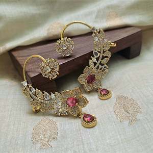 <b>Red</b> AD Fashion Cuff <b>Earrings</b> - Product Image 3