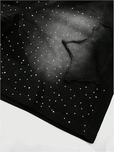 Pantalones Cortos Deportivos de Alta Calidad para Hombre, Transpirables, de Felpa Francesa, para Gimnasio, 100% Algodón, Decoración de Cristales de Imitación, Color Sólido - Product Image 5