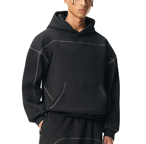 Premium Essential Contrast Stitched Hoodie Oversized <b>Drop</b> Shoulder Hooded Sweatshirt OEM ODM - Product Image 3