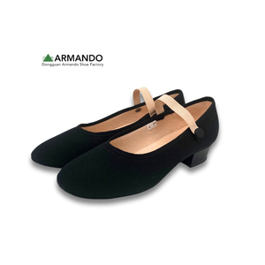 Available Now <b>Kids</b> and Adults Ballet Character Shoes Canvas Flat <b>Heel</b> Dance Shoes Strap Black Practice Teaching Shoes - Product Image 2