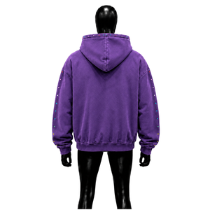 Sweat à capuche oversize violet vintage effet vieilli, tendance, décontracté, mode minimaliste, en molleton doux de haute qualité, style streetwear - Product Image 2