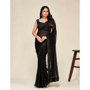 Hermoso Saree Recto para Fiestas, Tela de Organza con Bordado de Lentejuelas y Cintura Natural - Product Image 2