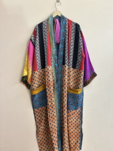 Bata Kimono Larga de Algodón Tejido para Mujer, Manga Larga, Estampado Floral, Ropa de Dormir Informal, Bata de Verano - Product Image 6
