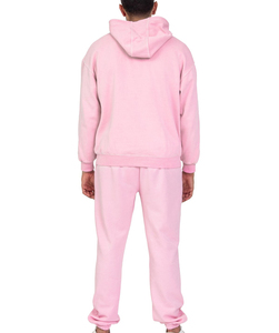 YOURBRAND Chándal con Capucha Rosa para Hombre, Manga Larga, Pantalones Deportivos con Cordón, Ropa Casual de Otoño, Corte Regular, 100% Algodón, con Letras Estampadas - Product Image 4