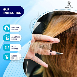 Beauty & Crafts 2 Pcs Hair Parting & Sectioning Rings Straight & Curve Stainless Steel Finger <b>Tool</b> For Precise Hair Styling - Product Image 5