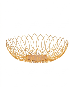 Gold Metal Wire <b>Fruit</b> <b>Storage</b> Basket Petal Shaped Rim Open Bowl Kitchen Countertop Vegetable Organizer - Product Image 1