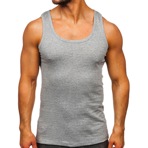 Hot Selling 100% Cotton Men's Tank Top Breathable Gym Vest <b>Running</b> Workout Customized Color Logo Quick Dry OEM Service 160g Silk - Product Image 6