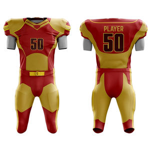 Ensemble d'uniformes de football américain pour adultes, personnalisés, en polyester imprimé, respirants, à séchage rapide, antibactériens et légers, vente en gros - Product Image 1